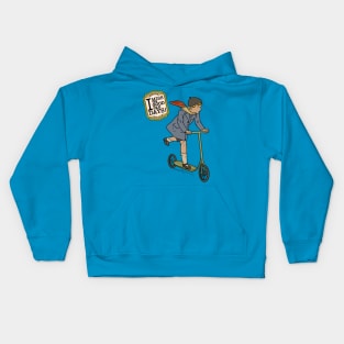 I miss the good old days! Scooter riding! Kids Hoodie